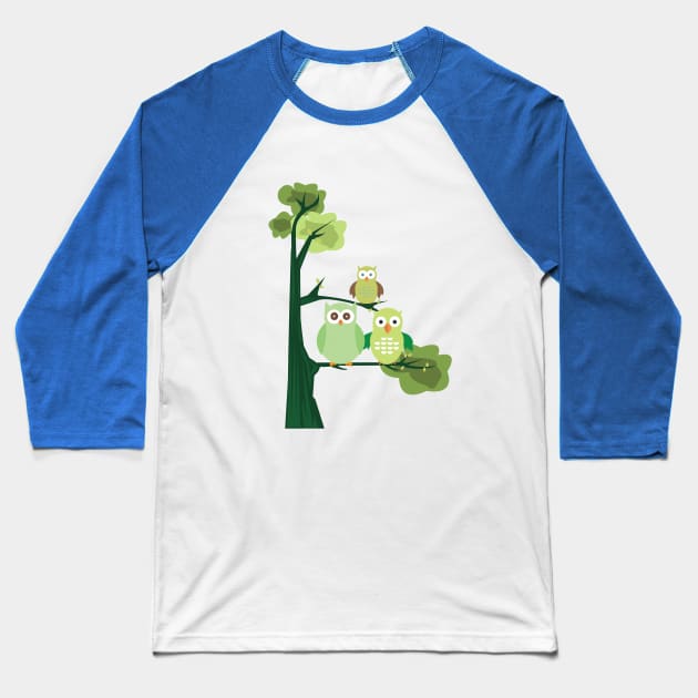 Green Owls Baseball T-Shirt by adamzworld